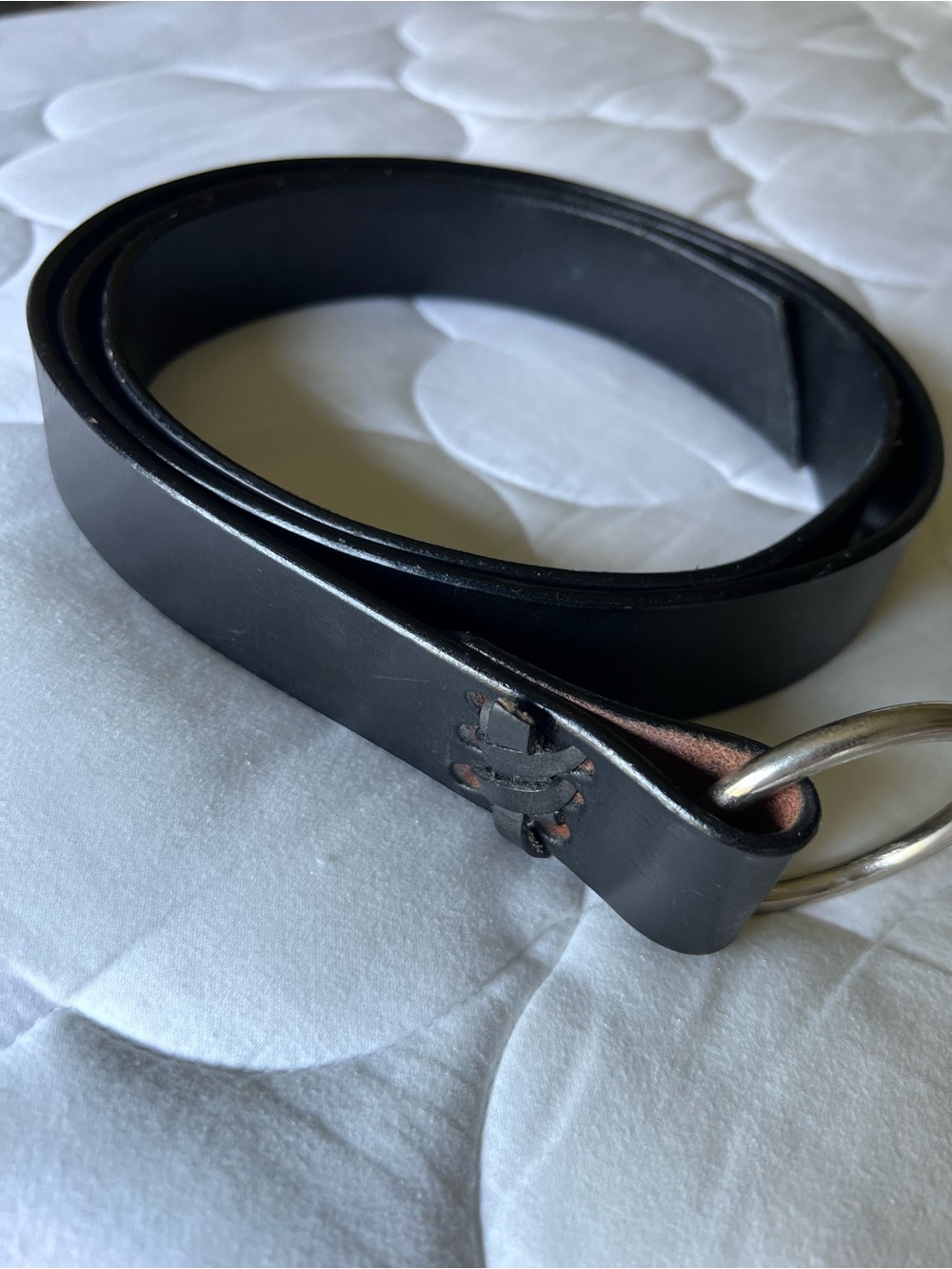 Renaissance Medieval Wide Black Leather Adjustable O-Ring Buckle Belt Unisex